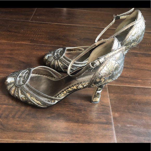 Seychelles fabric and leather metallic pumps anthropology - Picture 4 of 8